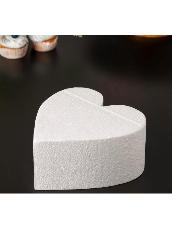 Фальшярус для торта «Сердце», d=20 см, h=10 см, цвет белый