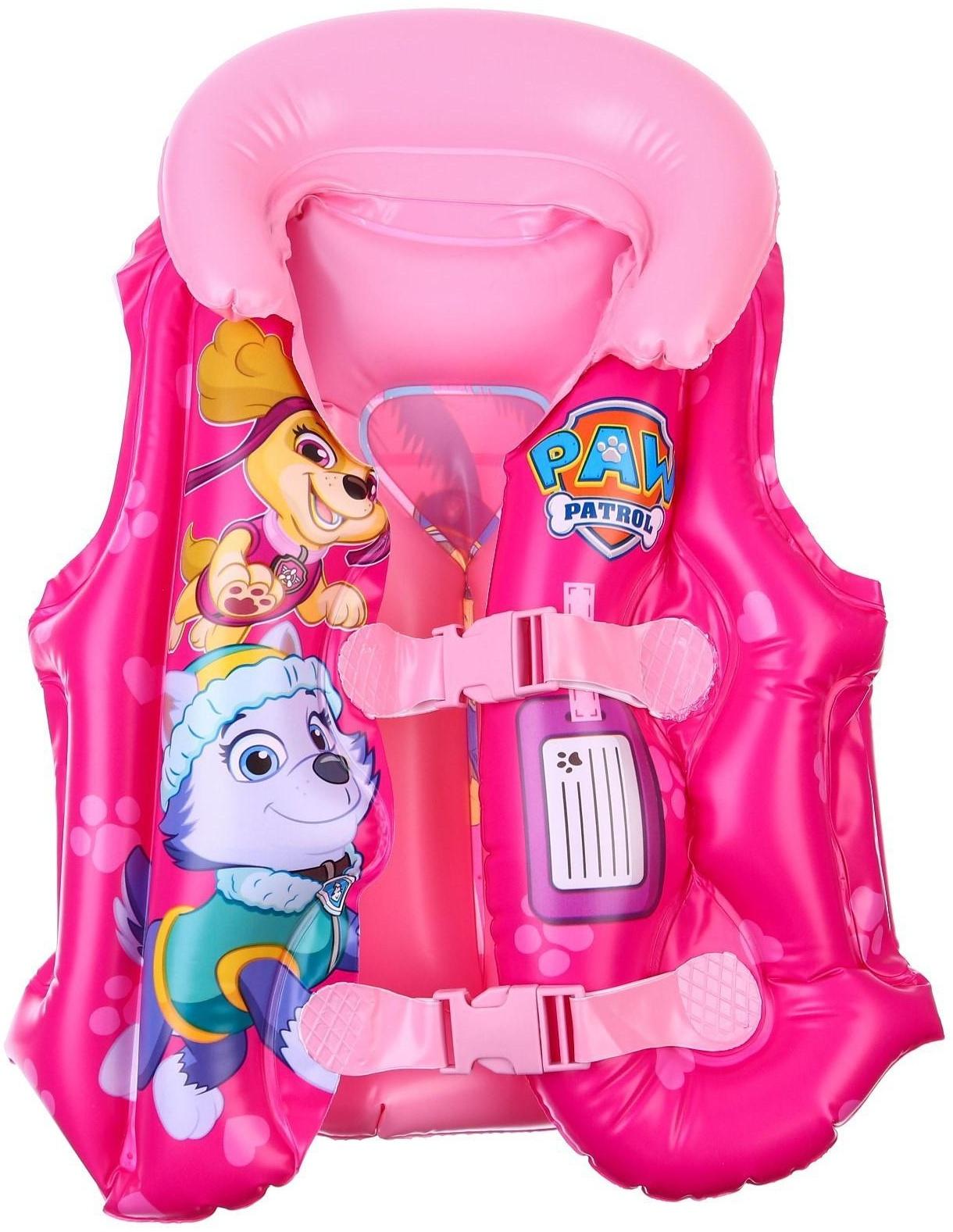 Жилет надувной для плавания, детский, Щенячий патруль, цвет розовый