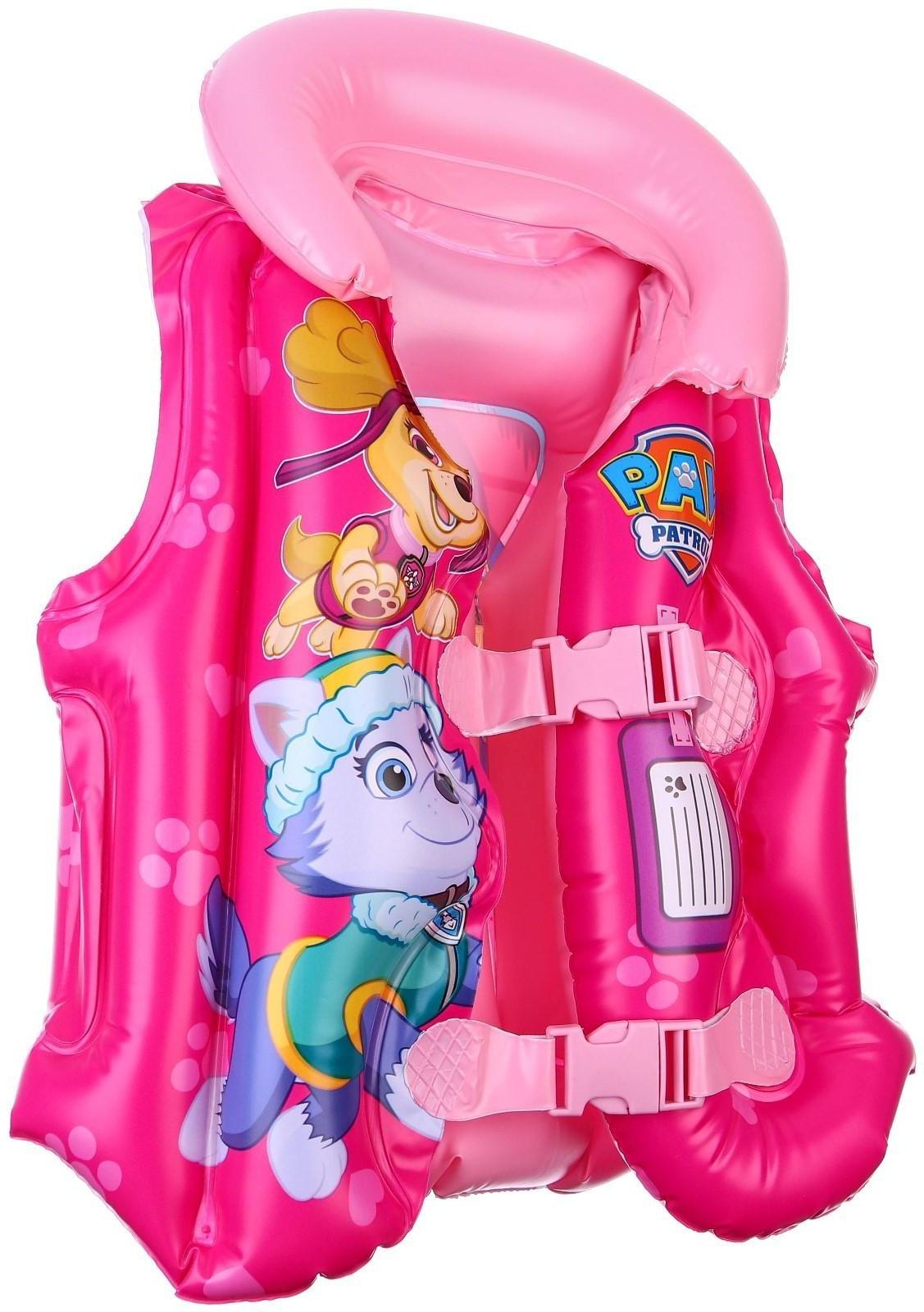 Жилет надувной для плавания, детский, Щенячий патруль, цвет розовый