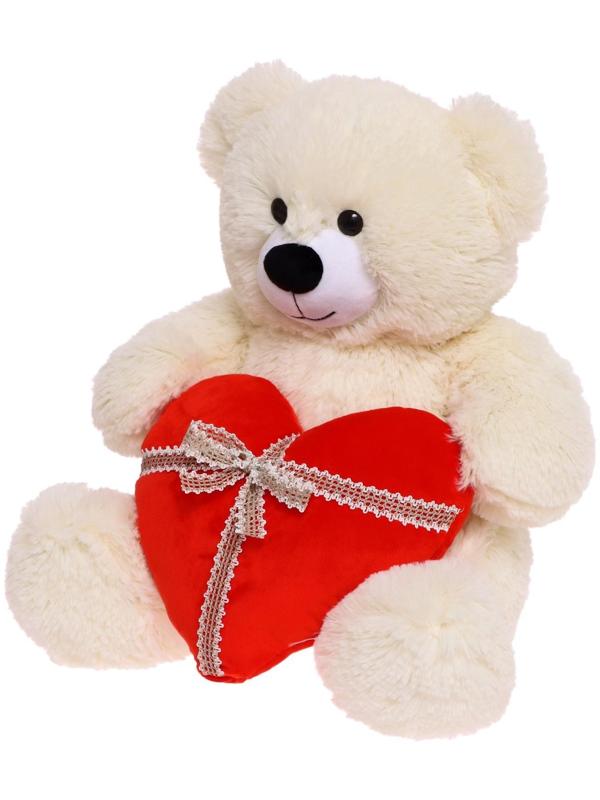 Мягкая игрушка «Медведь Мартин с сердцем», 65 см, цвет молочный