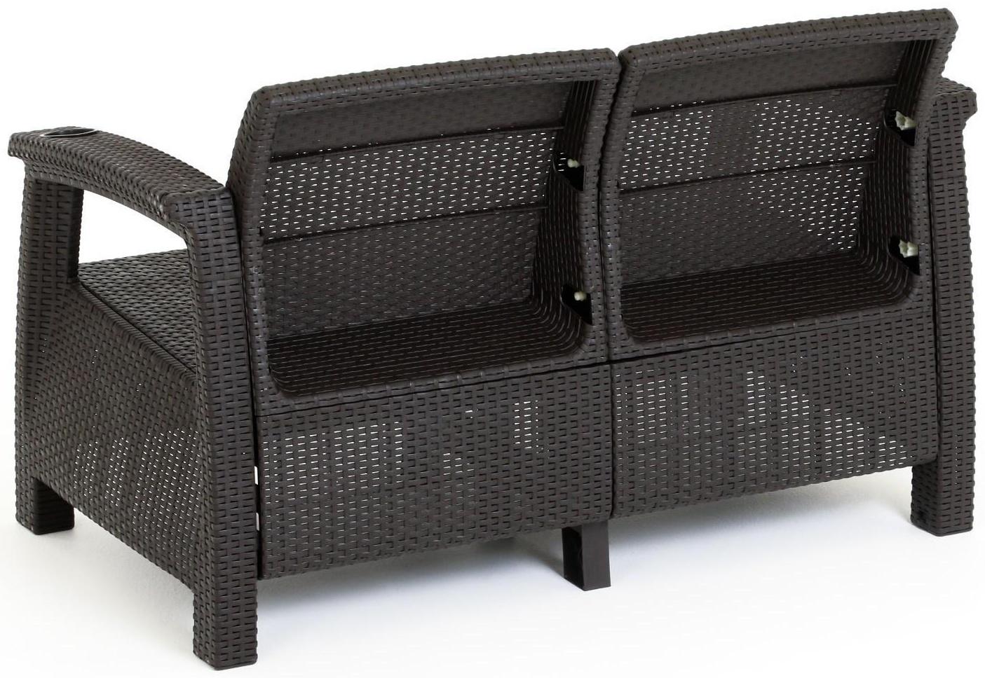 Набор садовой мебели: диван, два кресла, мокко