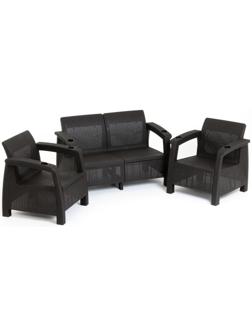 Набор садовой мебели: диван, два кресла, мокко