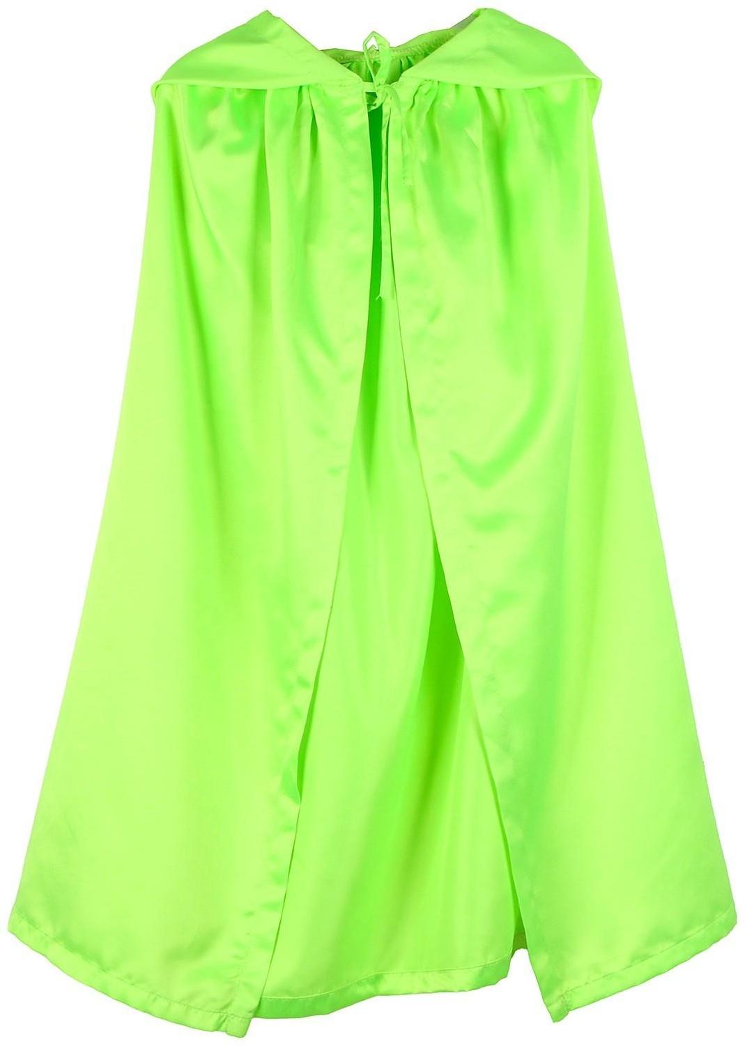 Карнавальный плащ детский, атлас, цвет салатовый, длина 85 см