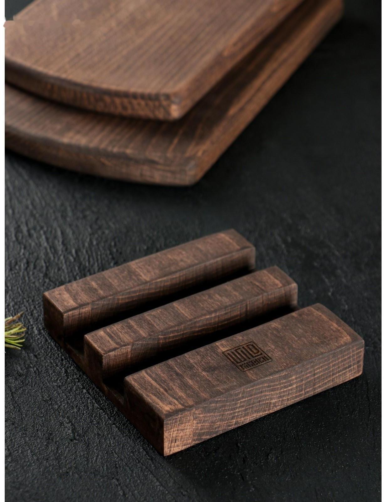 Набор разделочных досок на подставке Wild Kitchen, 35×16.5×2 см и 30×14×2 см, бук темный