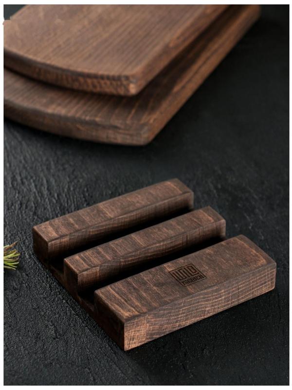 Набор разделочных досок на подставке Wild Kitchen, 35×16.5×2 см и 30×14×2 см, бук темный