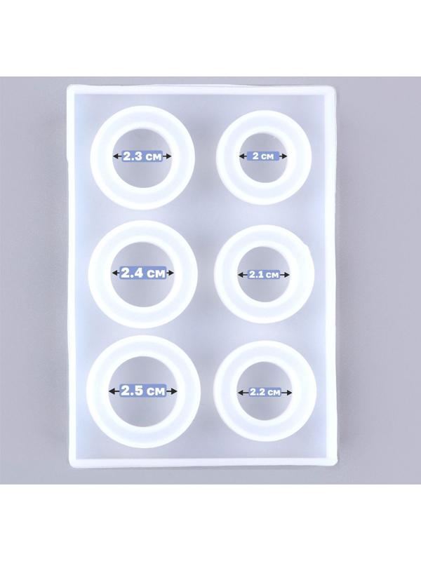 Форма силиконовая для эпоксидной смолы «Кольцо» 6 форм, размер 1 шт. — 2 см; 1,8 см