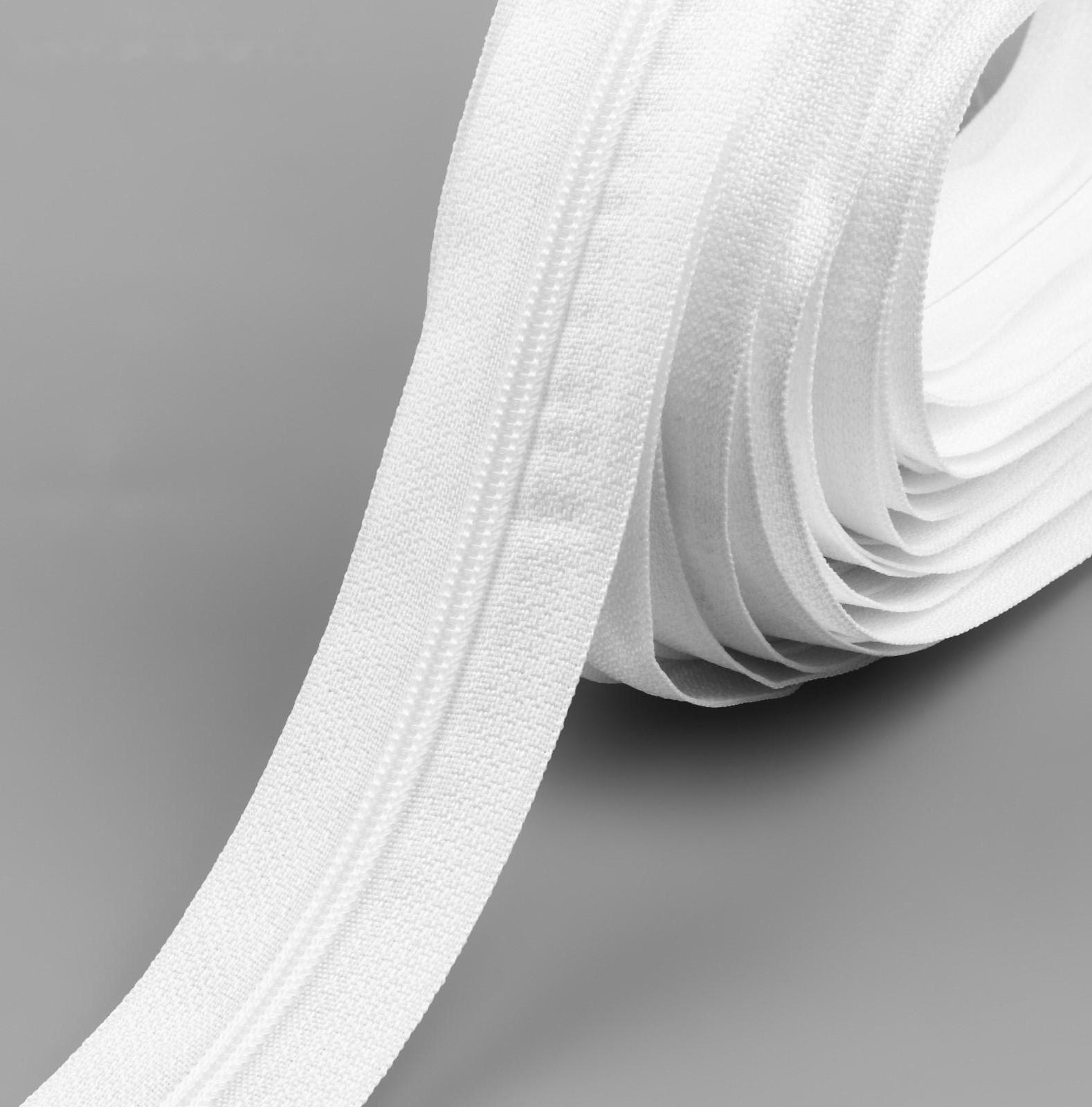 Набор: рулонная молния «Спираль» №3, 10 м, 20 бегунков, 40 верхних ограничителей, 20 нижних ограничителей, цвет белый