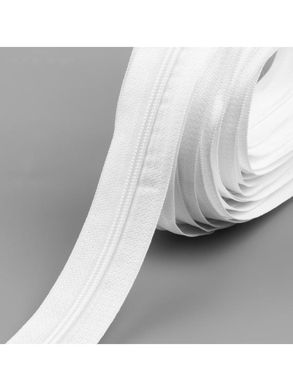 Набор: рулонная молния «Спираль» №3, 10 м, 20 бегунков, 40 верхних ограничителей, 20 нижних ограничителей, цвет белый