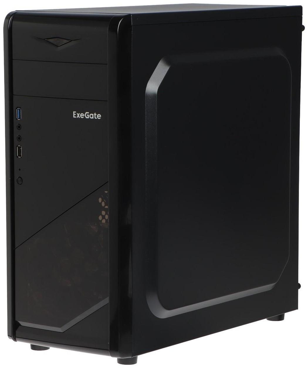 Корпус ExeGate Miditower EVO-8205, без БП,ATX,1хUSB2.0, 1хUSB3.0,чёрный с голубой подсветкой