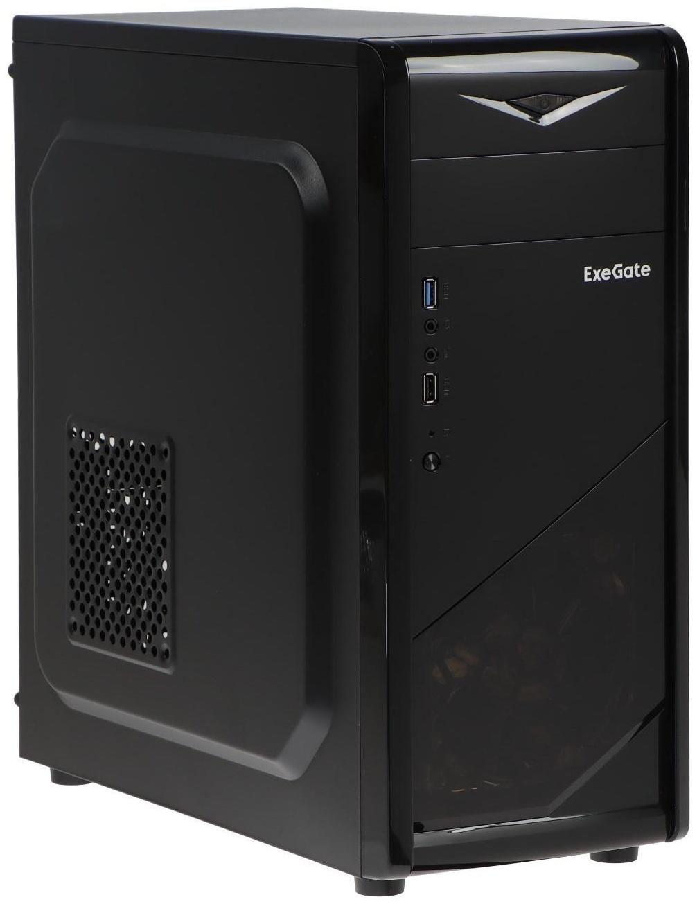 Корпус ExeGate Miditower EVO-8205, без БП,ATX,1хUSB2.0, 1хUSB3.0,чёрный с голубой подсветкой