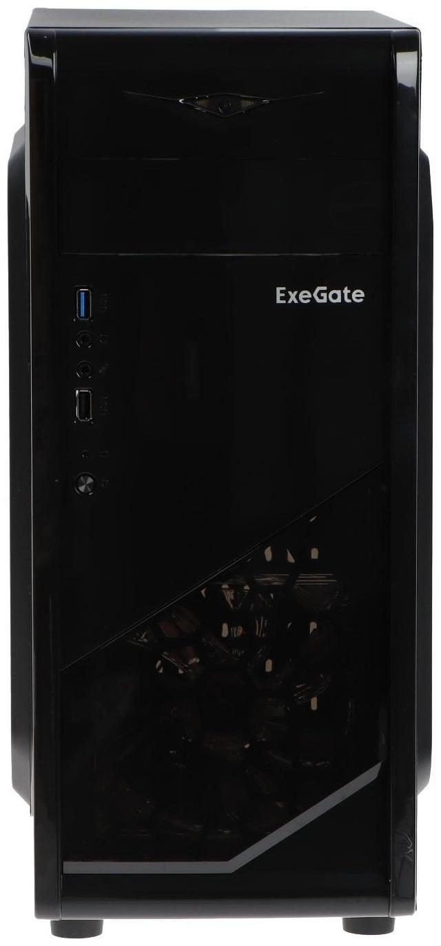 Корпус ExeGate Miditower EVO-8205, без БП,ATX,1хUSB2.0, 1хUSB3.0,чёрный с голубой подсветкой