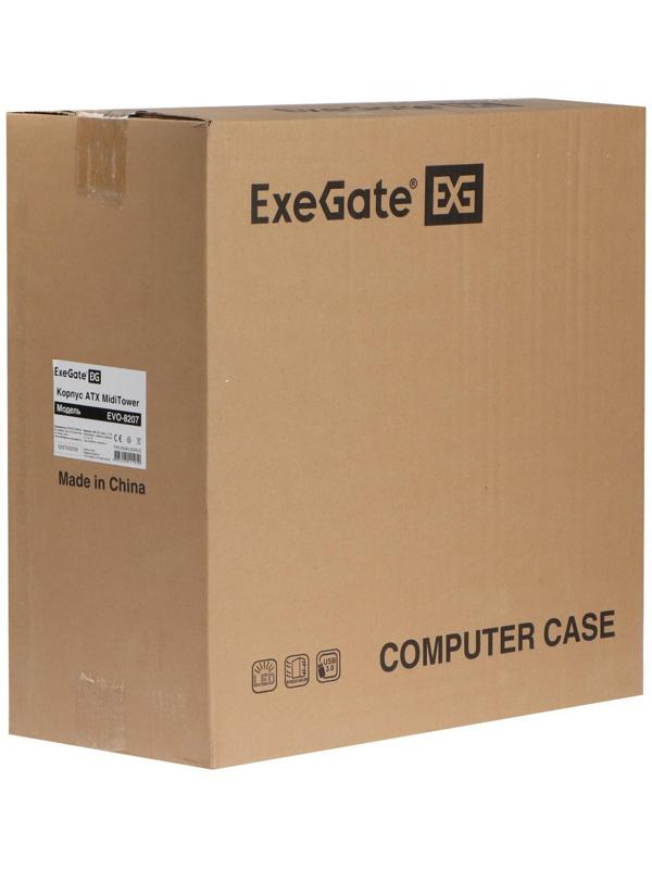Корпус ExeGate Miditower EVO-8207, без БП,ATX,1хUSB2.0, 1хUSB3.0,чёрный с красной подсветкой