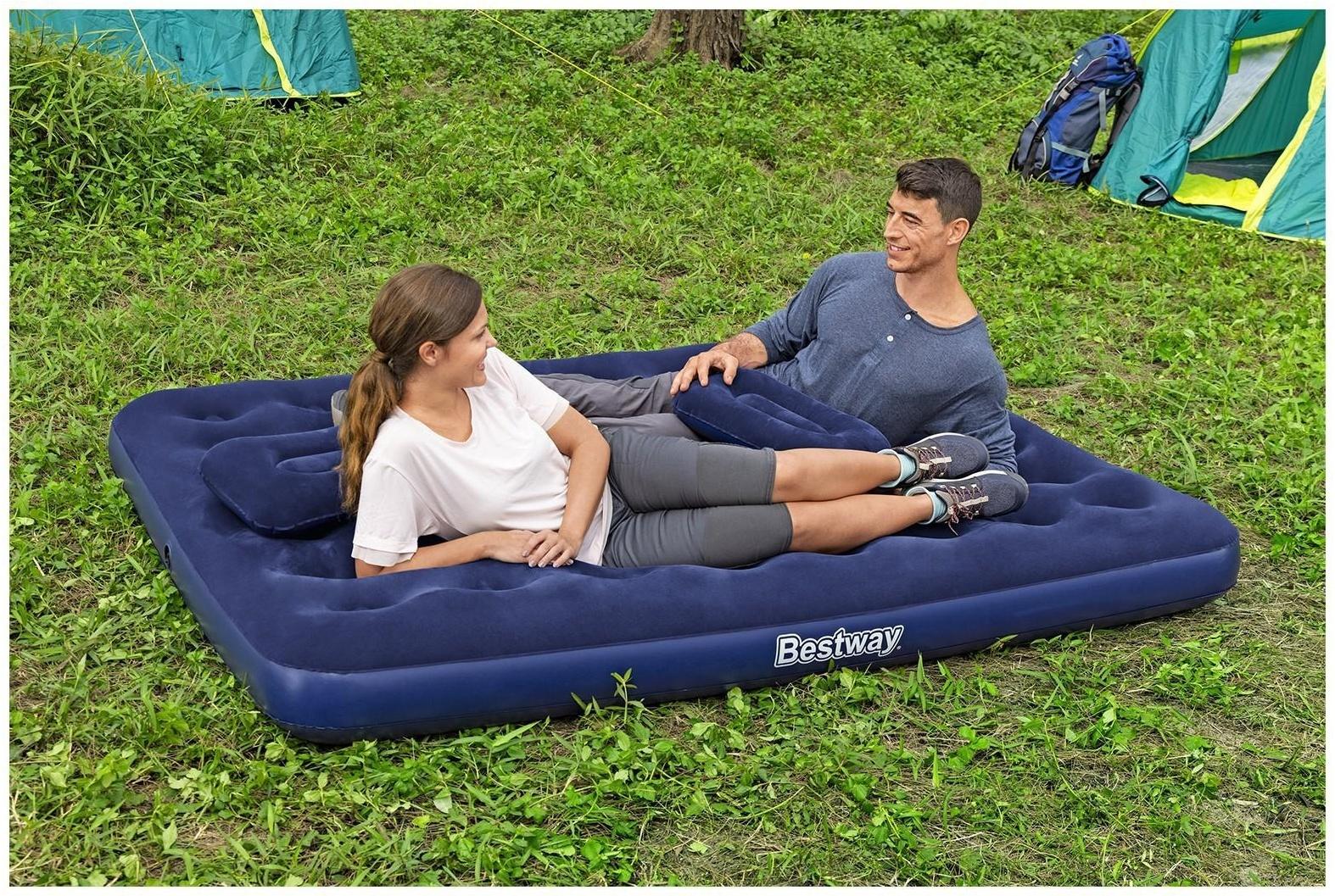 Матрас надувной Queen, р. 203 х 152 х 22 см, ручной насос, 2 подушки 67374