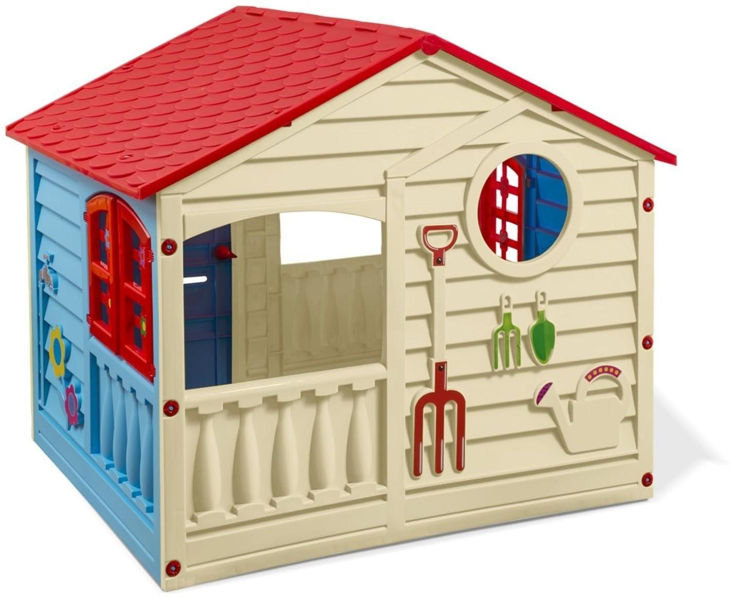 Домик игровой, цвета: красный, голубой, бежевый