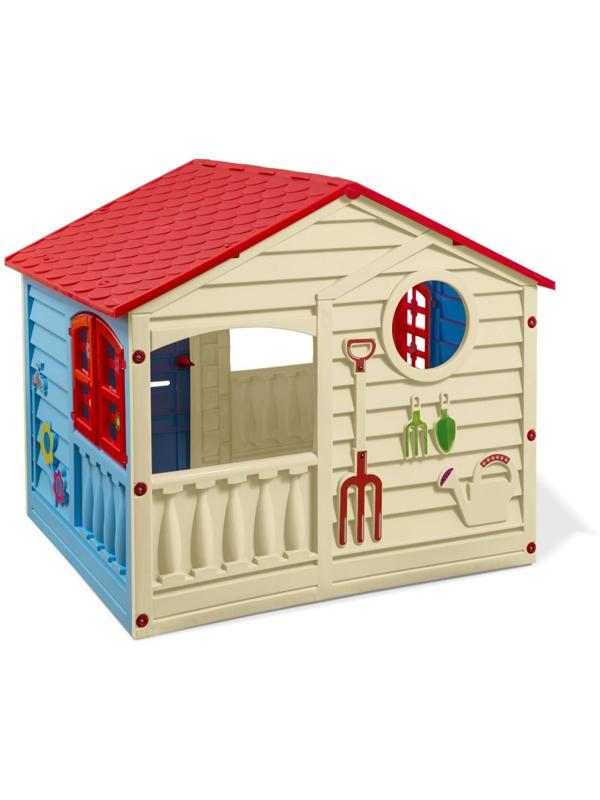 Домик игровой, цвета: красный, голубой, бежевый