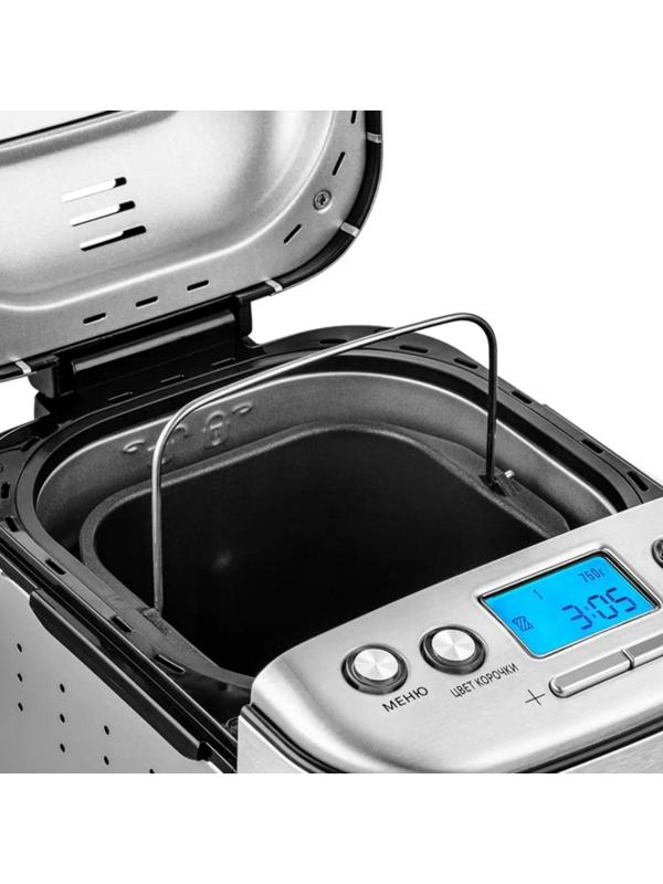 Хлебопечь Kitfort КТ-306, 450 Вт, 12 программ, до 0.75 кг, выбор цвета корочки, серебристая