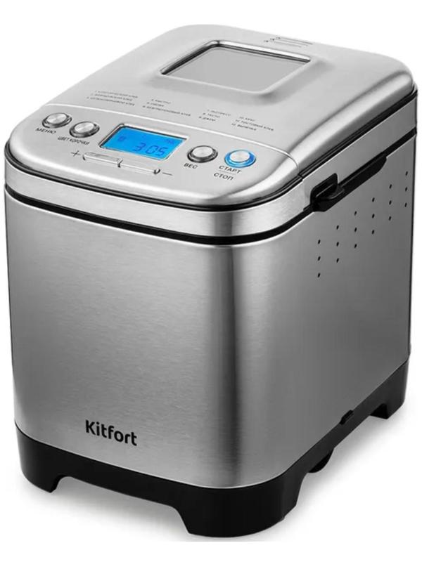 Хлебопечь Kitfort КТ-306, 450 Вт, 12 программ, до 0.75 кг, выбор цвета корочки, серебристая