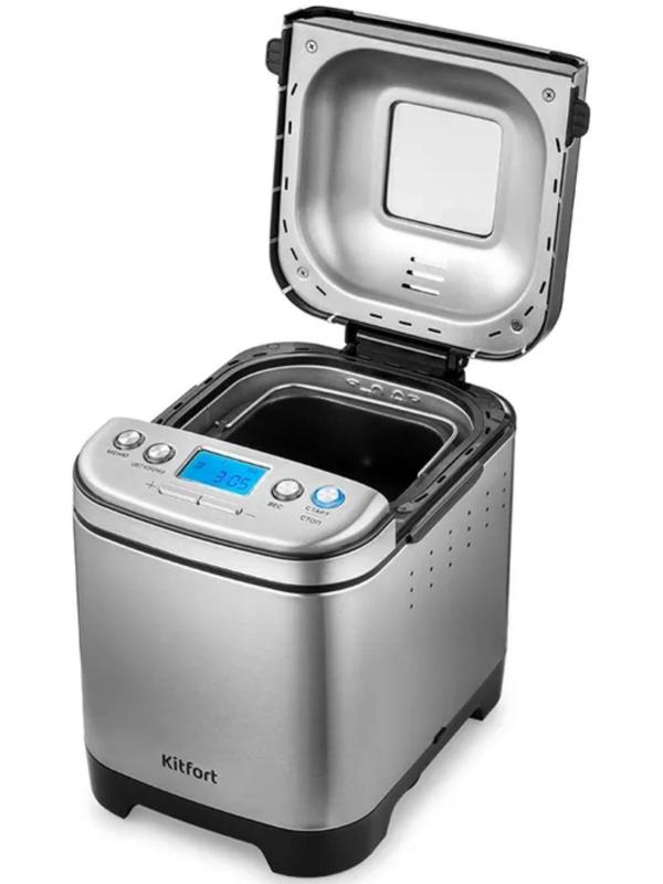 Хлебопечь Kitfort КТ-306, 450 Вт, 12 программ, до 0.75 кг, выбор цвета корочки, серебристая