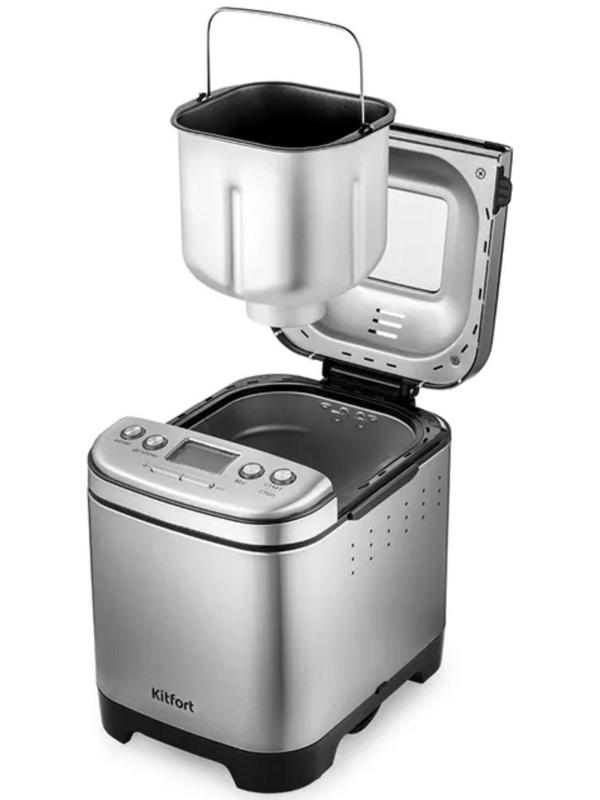 Хлебопечь Kitfort КТ-306, 450 Вт, 12 программ, до 0.75 кг, выбор цвета корочки, серебристая