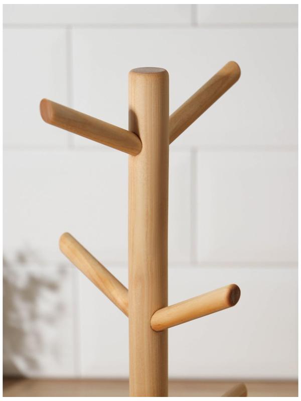 Подставка для кружек Adelica, основа d=13×1,8см, высота 35 см, вешалка 8 см, берёза