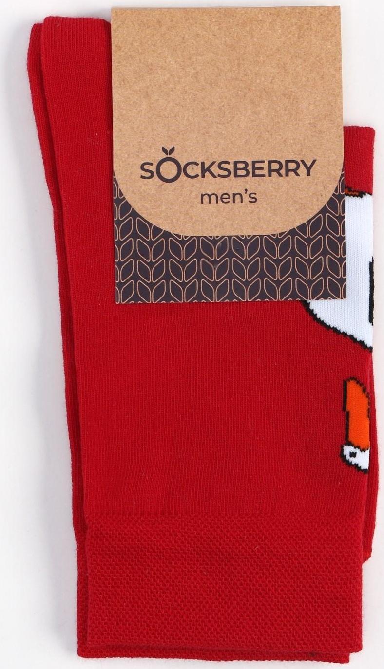 Носки мужские, цвет красный/гусь, размер 27