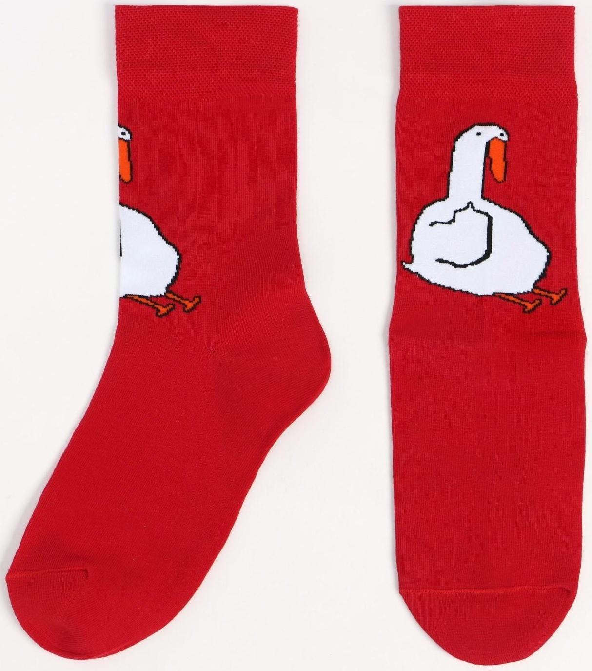 Носки мужские, цвет красный/гусь, размер 27