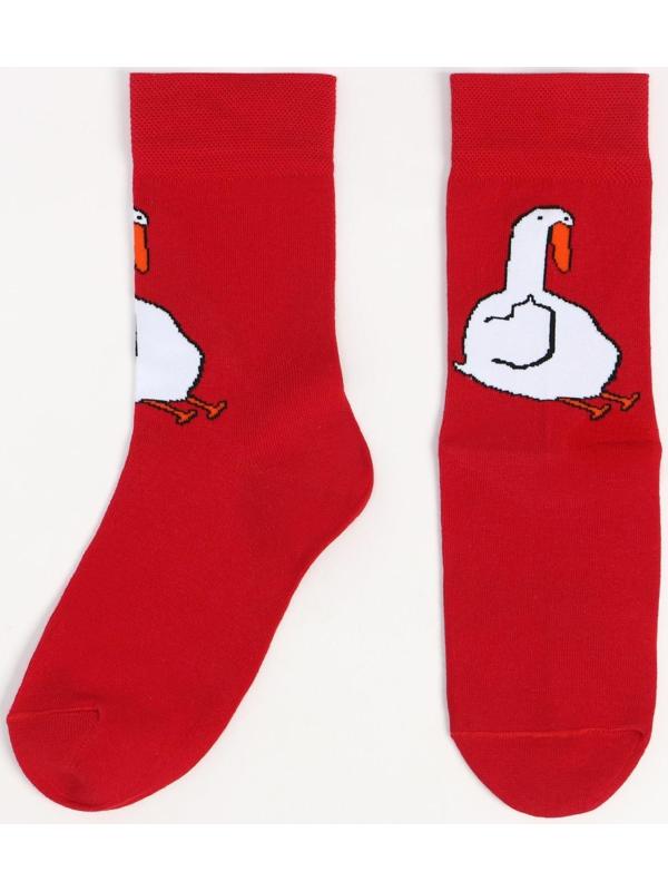 Носки мужские, цвет красный/гусь, размер 27