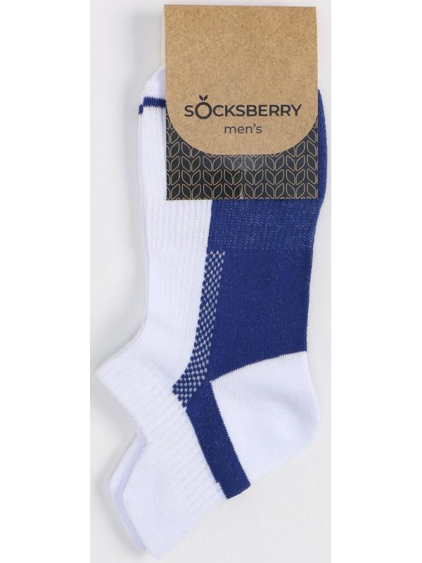 Носки мужские спортивные, цвет белый/синий, размер 29