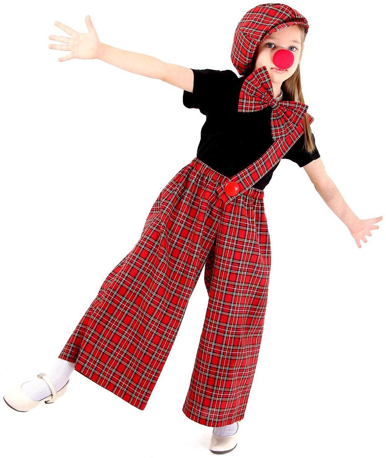 Карнавальный костюм «Клоун с бабочкой», красная клетка, рост 134-152 см