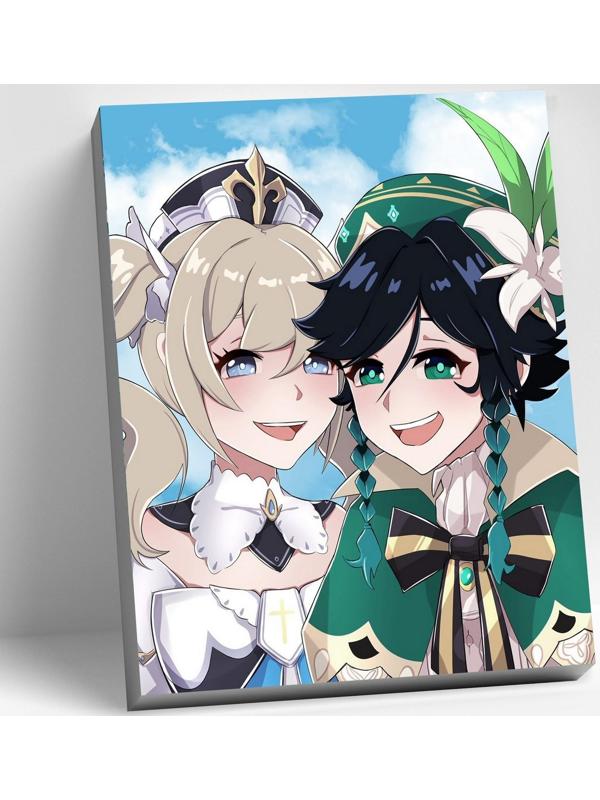 Картина по номерам 30 × 40 см «Геншин» «Барбара и Венти» 24 цвета