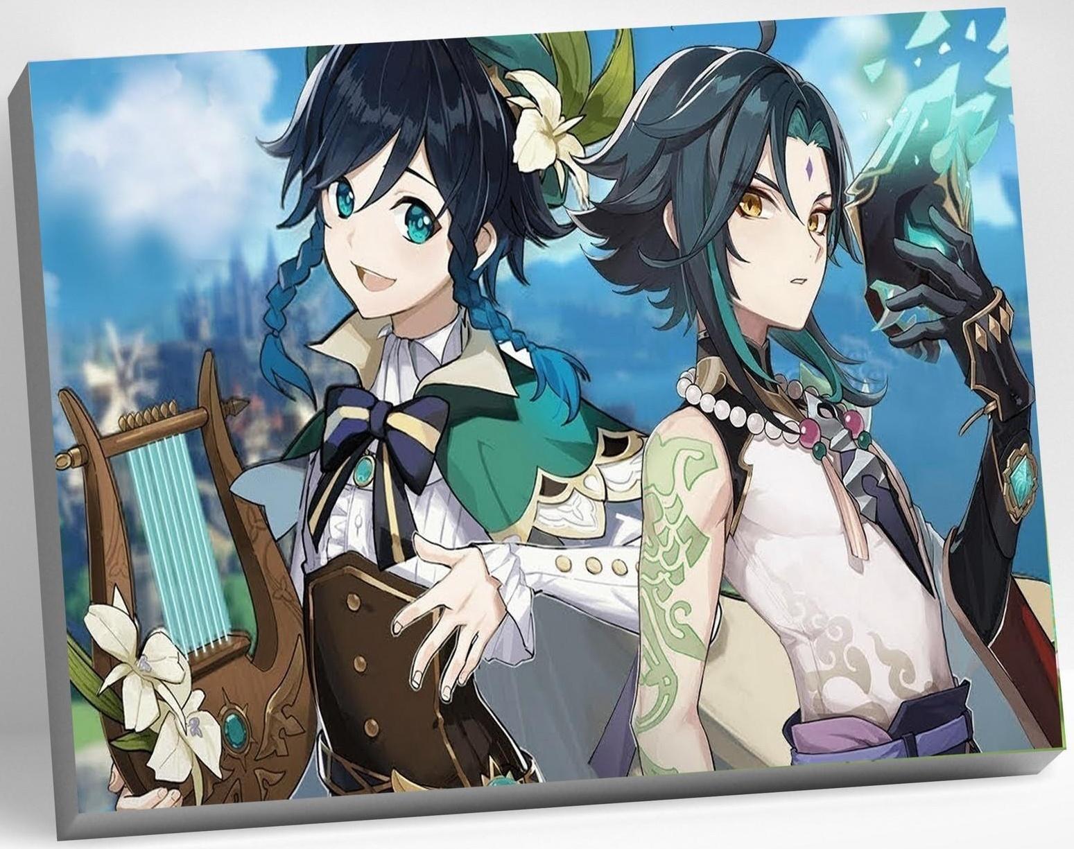 Картина по номерам 30 × 40 см «Геншин» «Венти и Сяо» 24 цвета