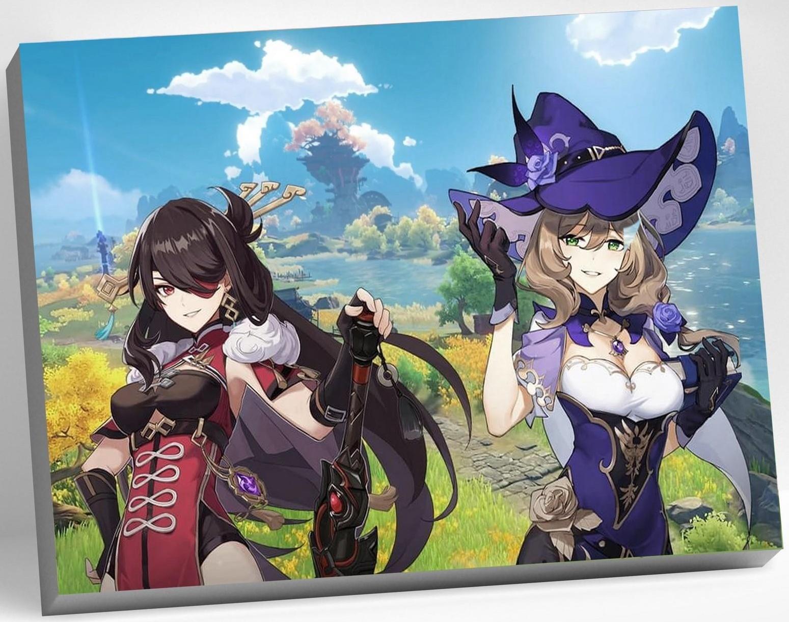 Картина по номерам 30 × 40 см «Геншин» «Бэй доу и Лиза» 24 цвета