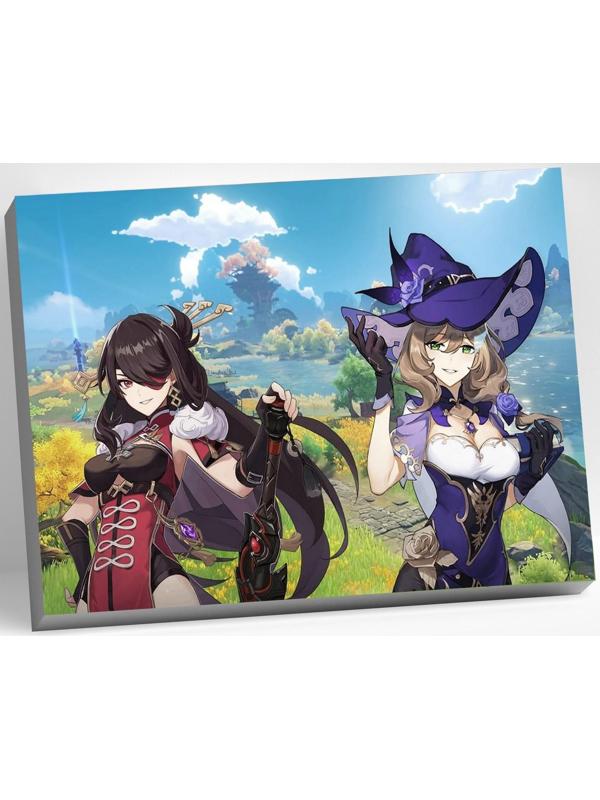 Картина по номерам 30 × 40 см «Геншин» «Бэй доу и Лиза» 24 цвета