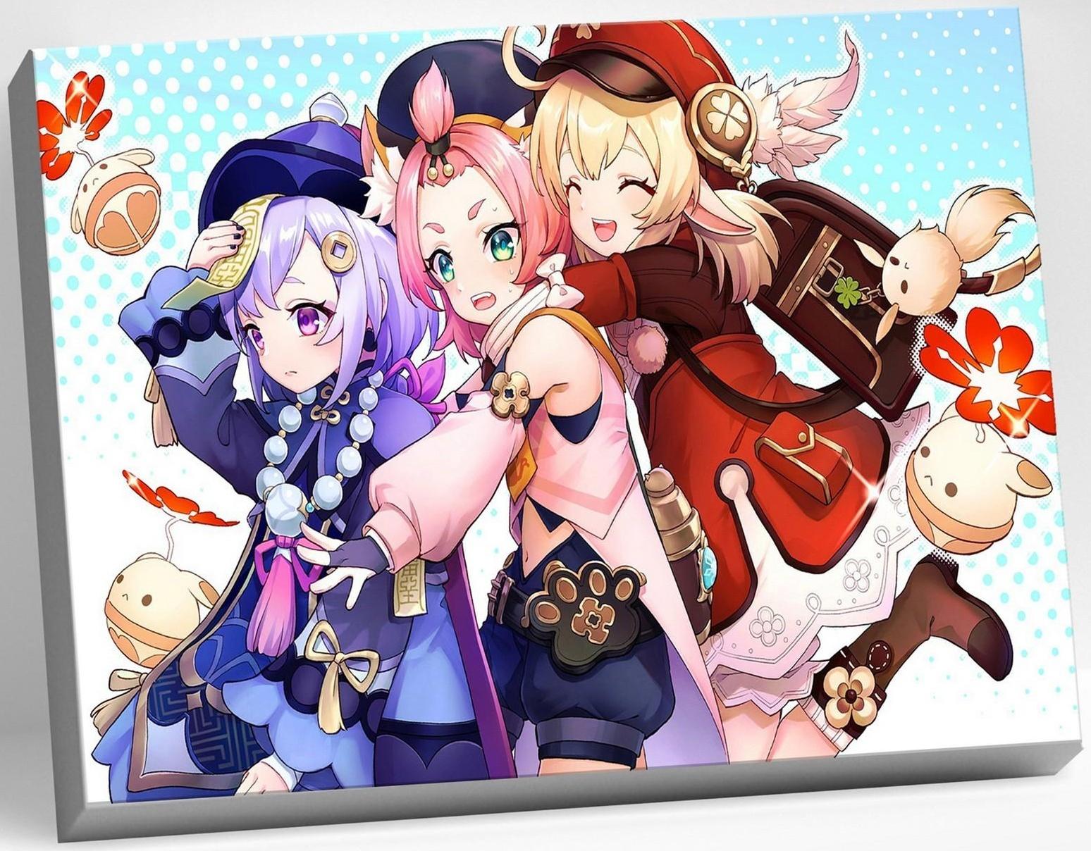 Картина по номерам 30 × 40 см «Геншин» «Ци Ци, Диона и Кли» 30 цветов