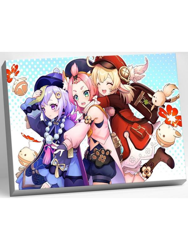 Картина по номерам 30 × 40 см «Геншин» «Ци Ци, Диона и Кли» 30 цветов