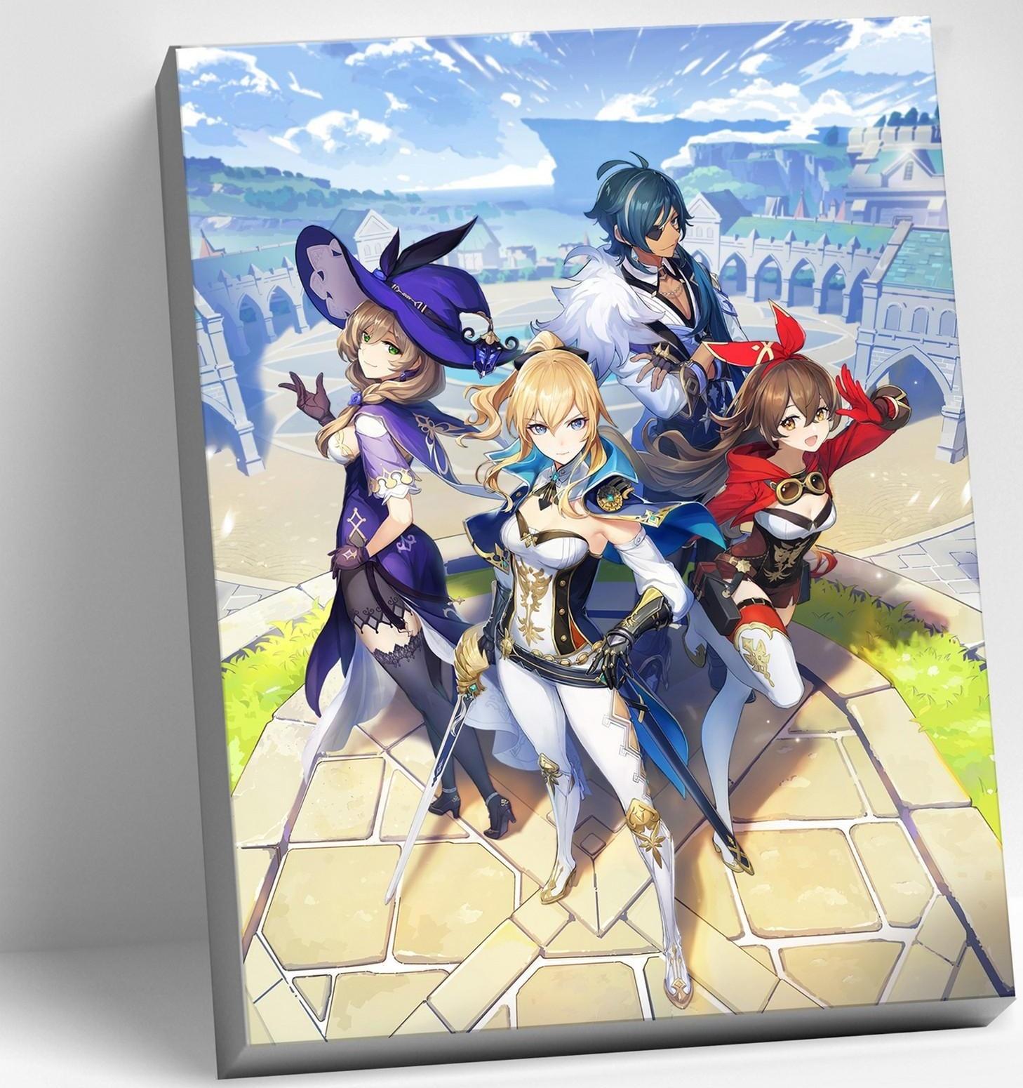 Картина по номерам 30 × 40 см «Геншин» «Лиза, Кэйа, Эмбер, Джинн» 36 цветов