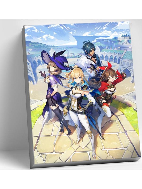 Картина по номерам 30 × 40 см «Геншин» «Лиза, Кэйа, Эмбер, Джинн» 36 цветов