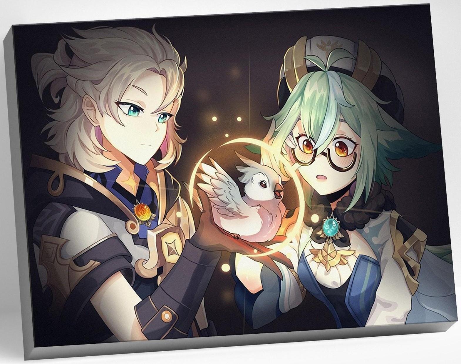 Картина по номерам 30 × 40 см «Геншин» «Альбедо и Сахароза» 28 цветов