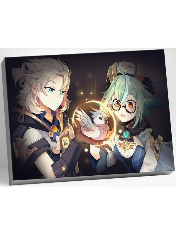 Картина по номерам 30 × 40 см «Геншин» «Альбедо и Сахароза» 28 цветов