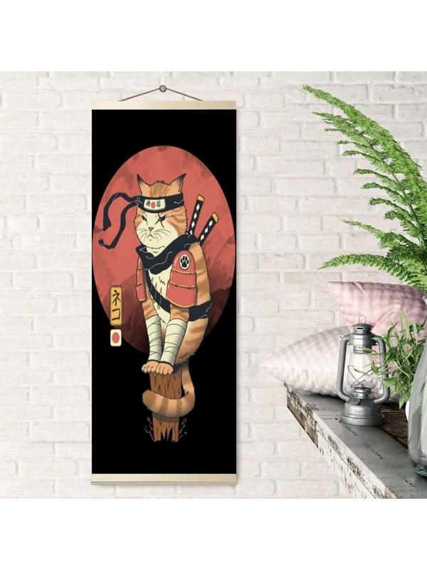 Картина по номерам 35 × 88 см «Панно. Кот-самурай» 15 цветов