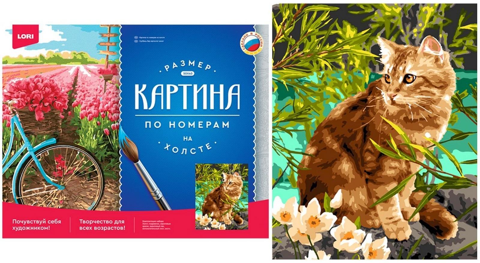 Картина по номерам холст на подрамнике «Кошечка на прогулке» 40 × 50 см