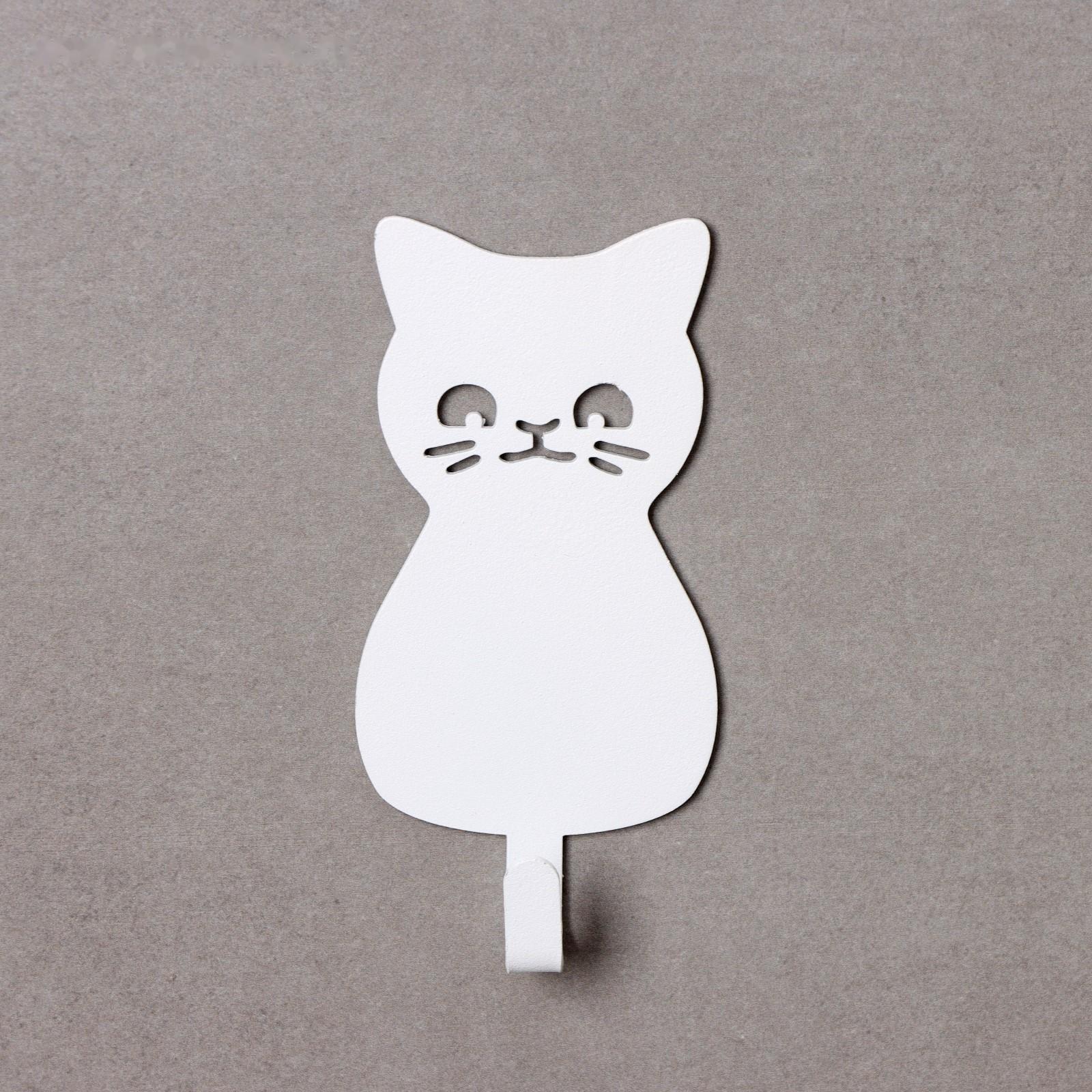 Крючок настенный самоклеящийся КОТ, 50×95×15 мм, цвет белый