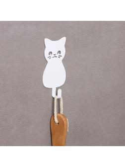 Крючок настенный самоклеящийся КОТ, 50×95×15 мм, цвет белый