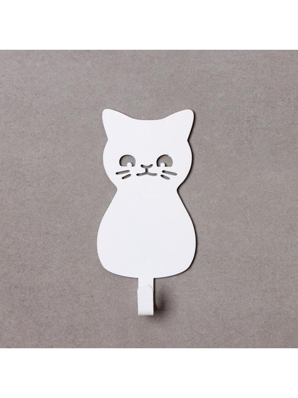 Крючок настенный самоклеящийся КОТ, 50×95×15 мм, цвет белый