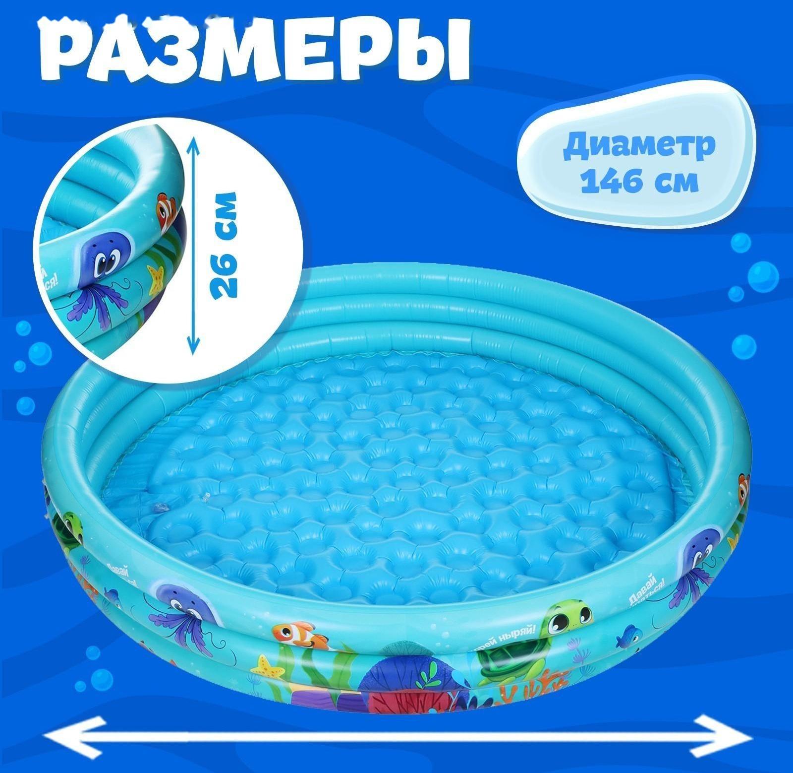 Бассейн надувной «Морской мир», 146 х 25 см, с надувным дном