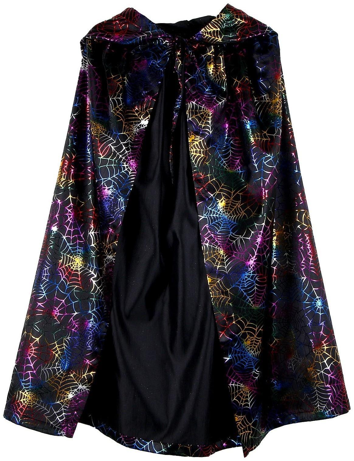 Карнавальный плащ детский, атлас, цветная паутина, длина 85 см