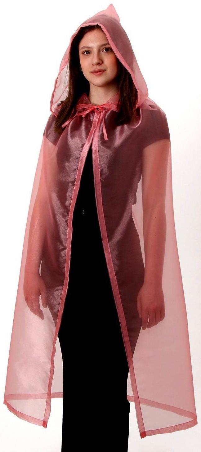Карнавальный плащ детский, органза розовая, длина 100 см