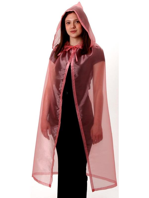 Карнавальный плащ детский, органза розовая, длина 100 см