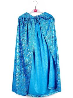 Карнавальный набор: голубой плащ с узором, коса, жезл, корона