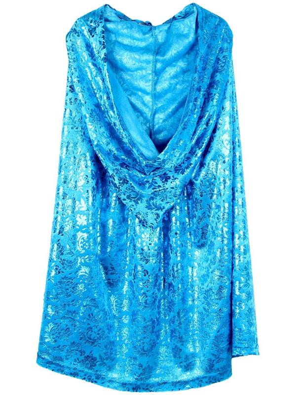 Карнавальный набор: голубой плащ с узором, коса, жезл, корона